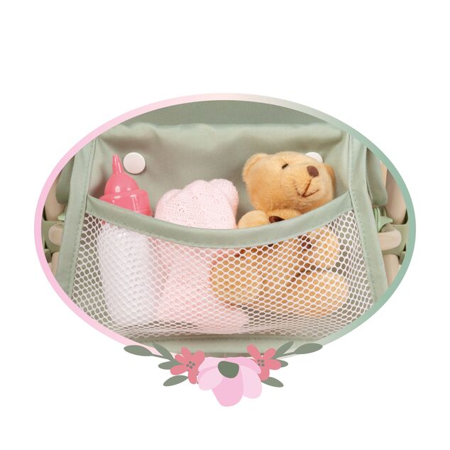 DeCuevas 90368 Passeggino pieghevole per bambole gemelle con borsa Botanic 2026 – 72 cm