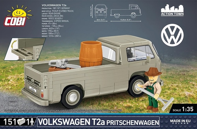 Cobi Volkswagen T2a Pritschenwagen, 1:35, 152 k, 1 f