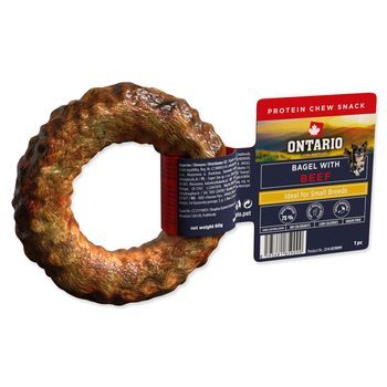 Pochoutka Ontario Protein žvýkací bagel s hovězím 1ks 8,9cm