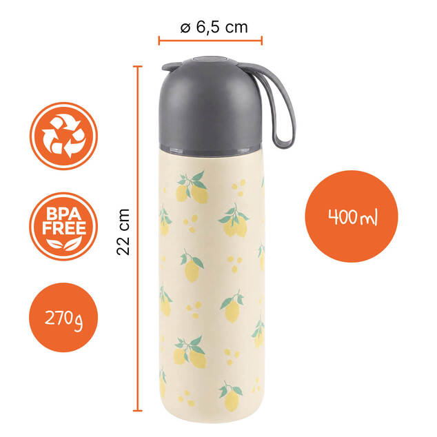 Termos pentru lichide cu mâner din silicon 400 ml, Wild Gepard
