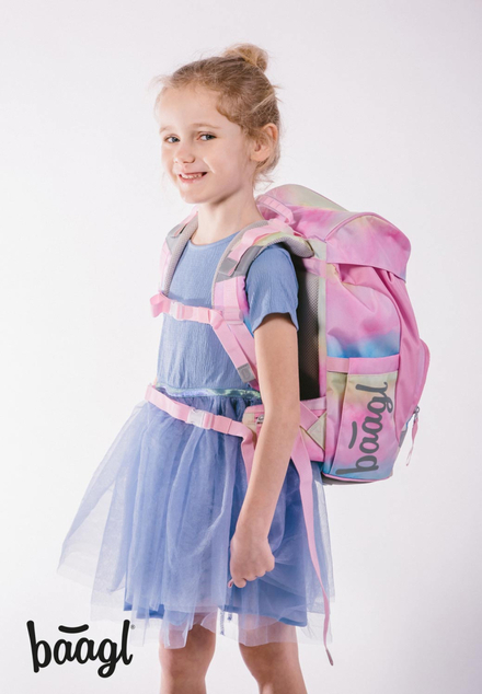 BAAGL SET 5 Airy Rainbow Unicorn: zaino, astuccio, sacca, grembiule, portafoglio