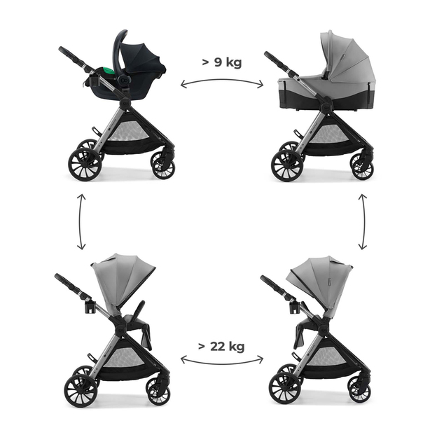 KINDERKRAFT Kombikinderwagen Vesto 2 3in1 Grau