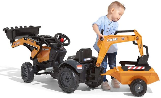 Falk Šlapací traktor 967N Case CE s nakladačom, rypadlom a vlečkou