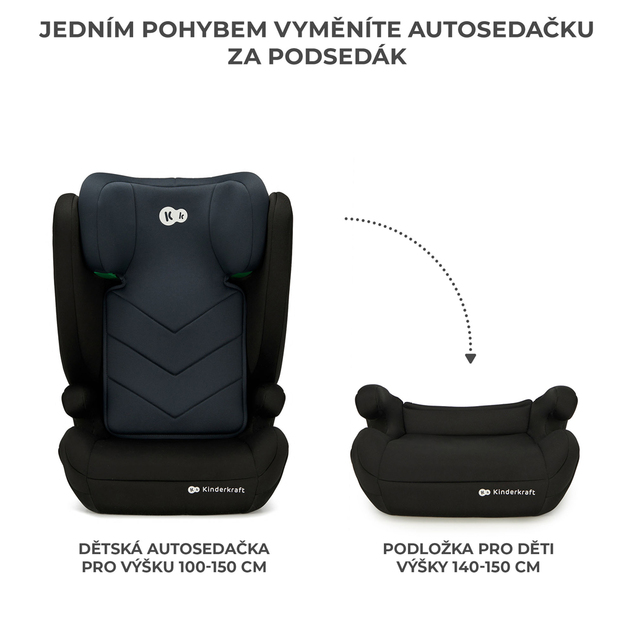 KINDERKRAFT Asiento de coche i-Spark i-Size 100-150 cm Negro