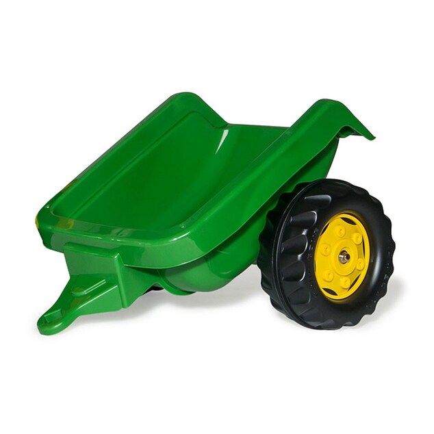 Rollytoys Šliapací traktor Rolly Kid John Deere s vlečkou a nakladačom - zelený