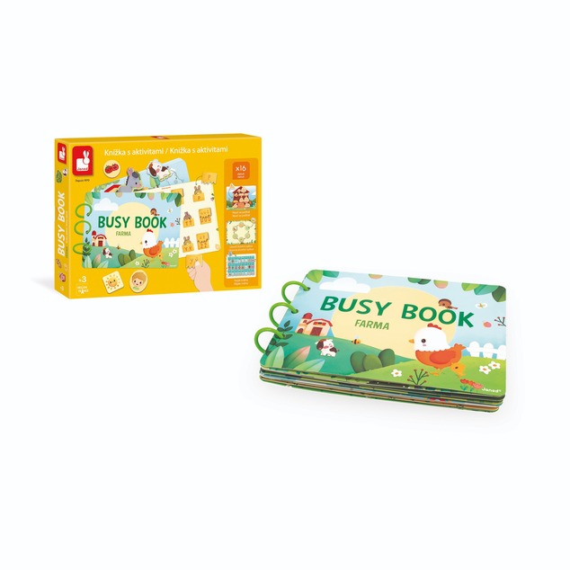 Janod Farma Busy Book interaktívna kniha s aktivitami a abecedou od 3 rokov SK CZ