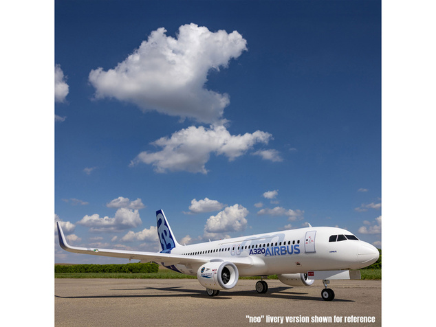 E-flite Airbus A320neo EDF 1.5m AS3X+ SAFE Select BNF Basic biely