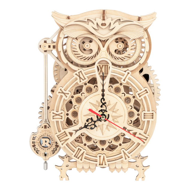 RoboTime 3D fa mechanikus puzzle Bagoly óra