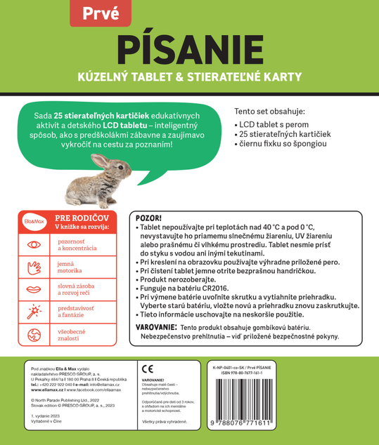 Kúzelný tablet &amp; stierateľné karty –  Prvé PÍSANIE