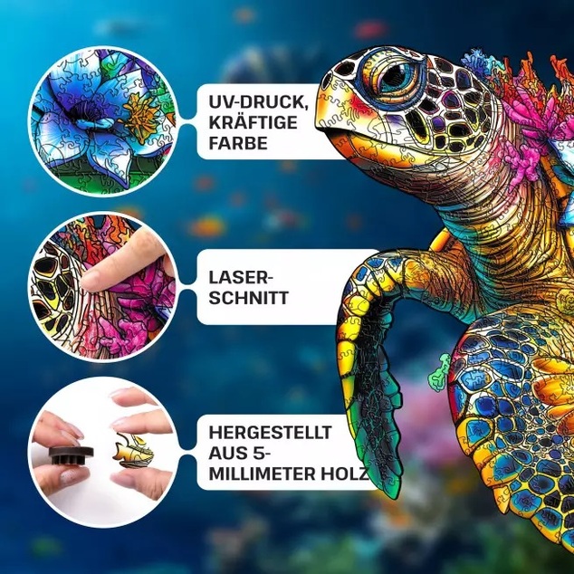 EscapeWelt Drevené puzzle Korytnačka 300 dielikov