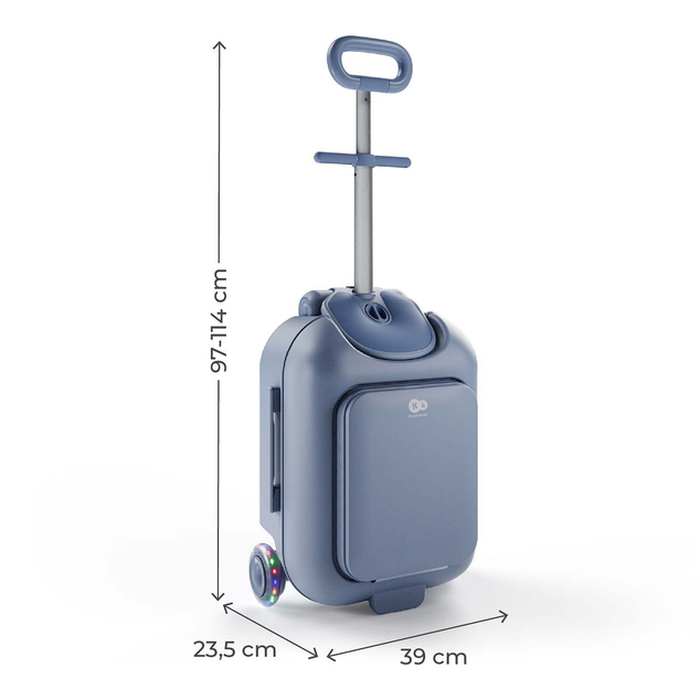 KINDERKRAFT Kufor cestovný so sedákom, nálepkami a držiakom na mobil 2v1 Cabby Blue