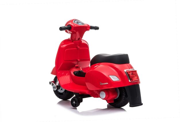 Elektrická motorka Vespa GTS, červená, s pomocnými kolesami, Licencované, 6V Batéria, 30W