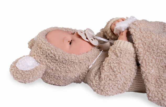Antonio Juan 14364 BIMBA - žmurkacia bábika bábätko so zvukmi a mäkkým látkovým telom 37cm