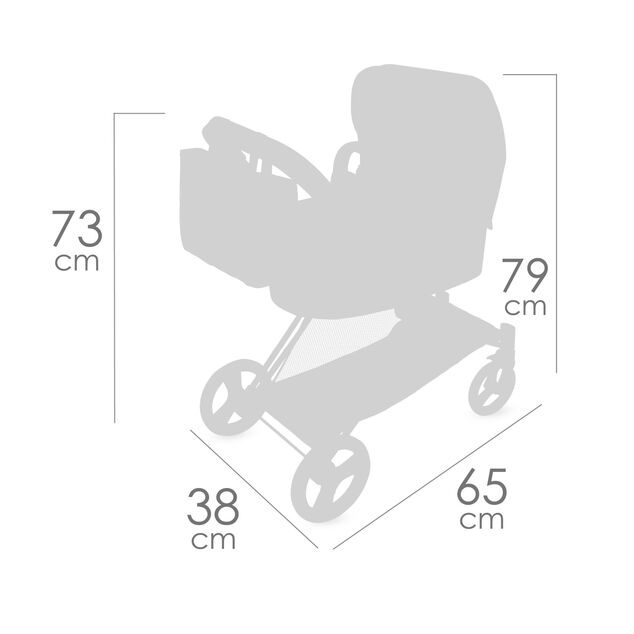 DeCuevas 81768 Cărucior pliabil pentru păpuși 3 în 1 cu geantă Botanic 2026 – 73 cm