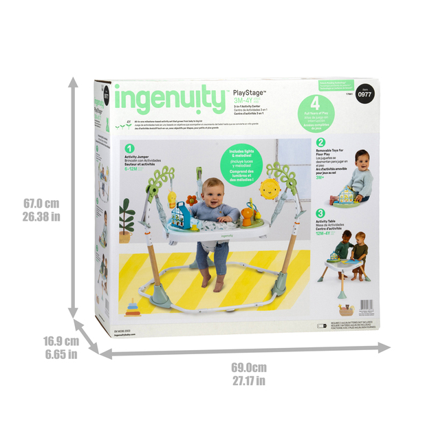 INGENUITY Centre d'activités avec sauteur et table 3 en 1 PlayStage™, 6m+