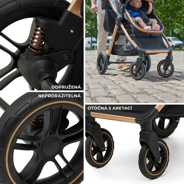 KINDERKRAFT Kočík kombinovaný 3v1 Esme Pro Pure Black