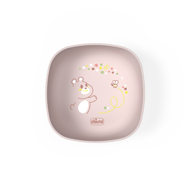 CHICCO Set za jelo - zdjelica i tanjur pink 12m+