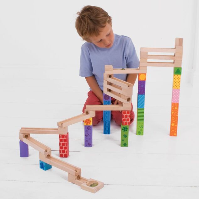 Bigjigs Toys Bunte Kugelbahn aus Holz