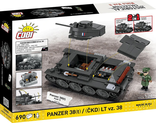 Cobi 2666 World War II Panzer 38(t)/ČKD LT vz. 38, 2v1, 1:28, 705 k, 1 f