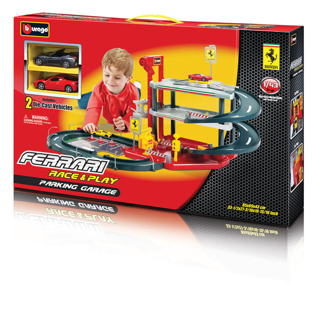 Bburago PLAY 1:43 Ferrari Race &amp; Play Parking Garage - 2 autíčka