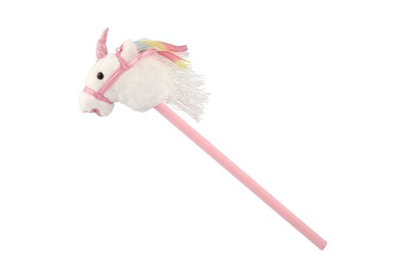 Einhorn auf einem 80 cm langen Plüschstab mit Batteriebetrieb und Sound, weiß