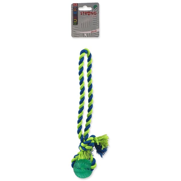 Hračka Dog Fantasy DENTAL MINT lopta hádzacia s povrazom zelená 5x30cm