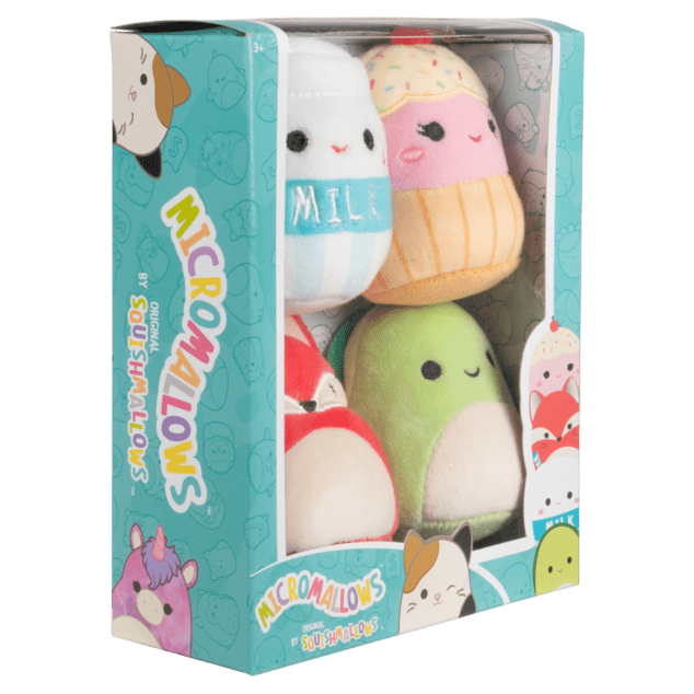 SQUISHMALLOWS Micromallows 4Pack - Fuchs, Schildkröte, Milch, Torte