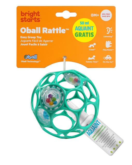 Hračka OBALL RATTLE 10cm 0m+ dark turquoise+50ml Aquaint