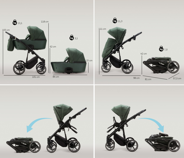ADAMEX Kombikinderwagen Mobi New Lux Blue