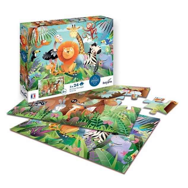 SENTOSPHERE Puzzle pentru copii Animale din savană 2x24 piese