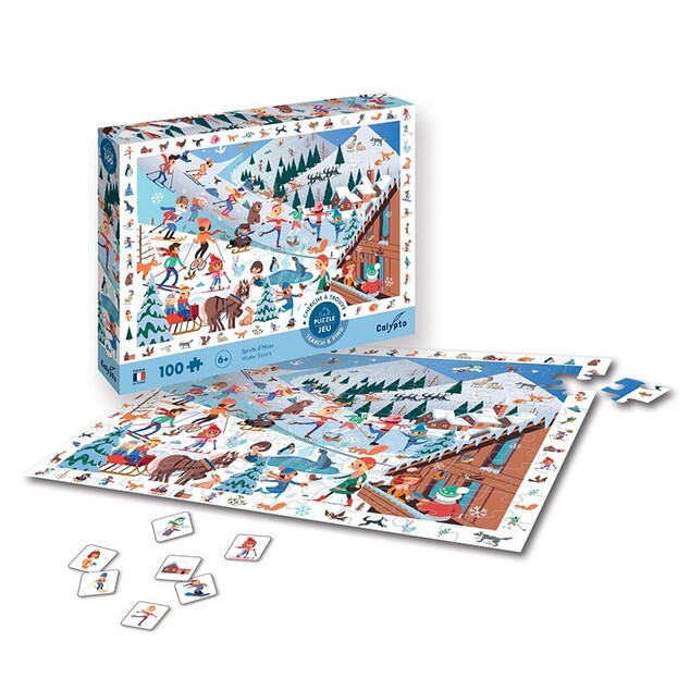 SENTOSPHERE Puzzle pentru copii Caută și găsește Sporturi de iarnă 100 piese
