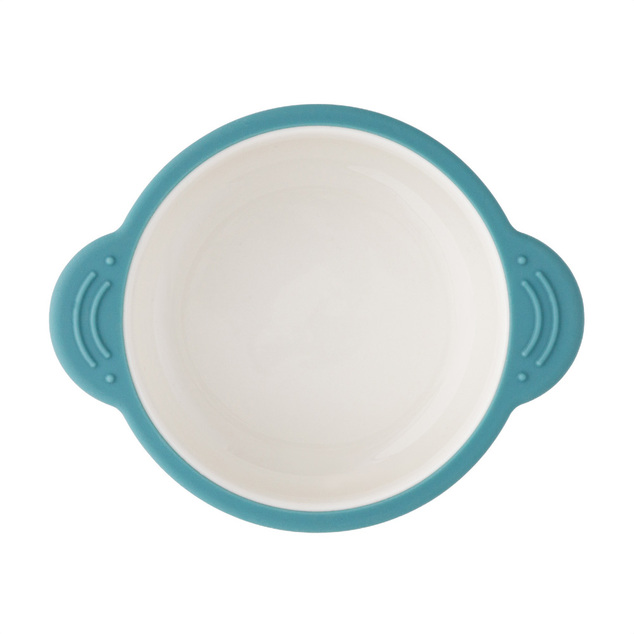 PETITE&amp;MARS Bol ceramic cu înveliș din silicon Teal Blue