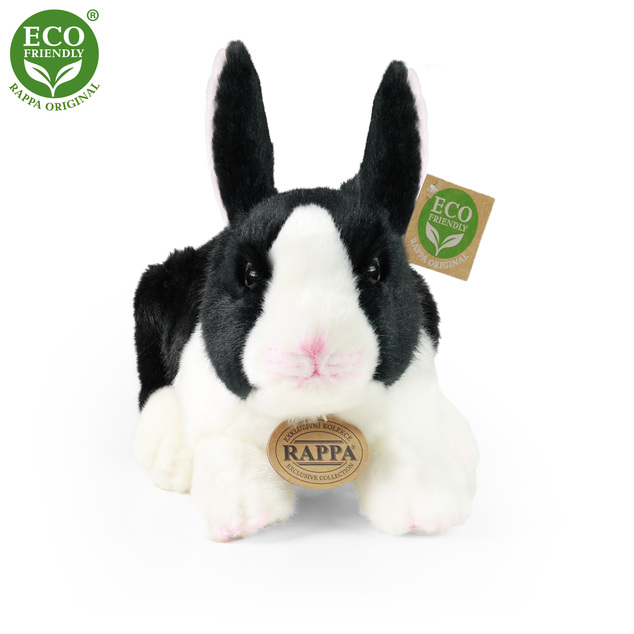 Plyšový králik ležiaci bielo čierny 23 cm ECO-FRIENDLY