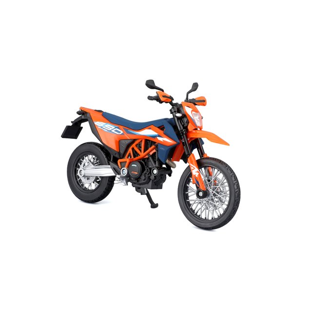 Maisto - Motocykel so stojanom, 2023 KTM 690 SMC R, oranžovo-modrá, 1:12