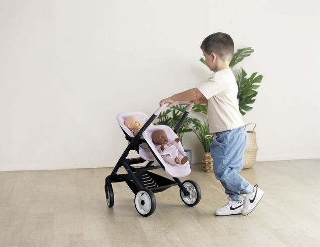 Smoby Maxi Cosi Športový kočík pre bábiky dvojčatá svetlo ružový