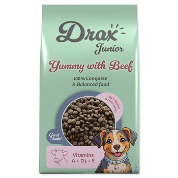 Krmivo Drax Junior s hovädzím mäsom 10kg