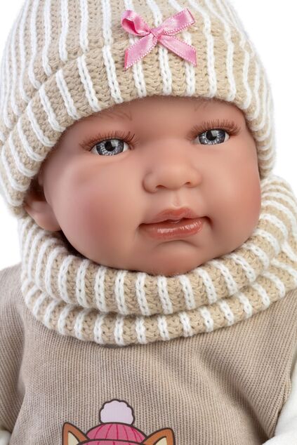 Llorens 84490 NEW BORN - muñeca bebé realista con sonidos y cuerpo de tela suave