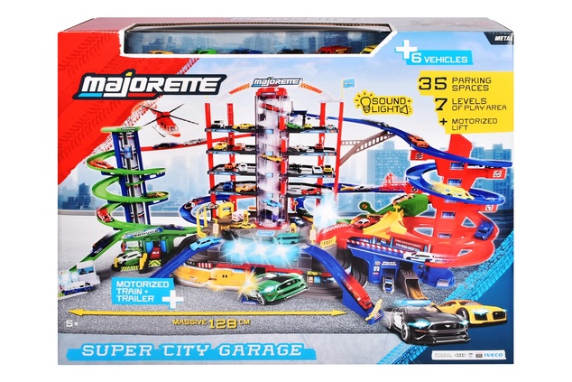 Garáž Super City + 6 autíčok a vlak