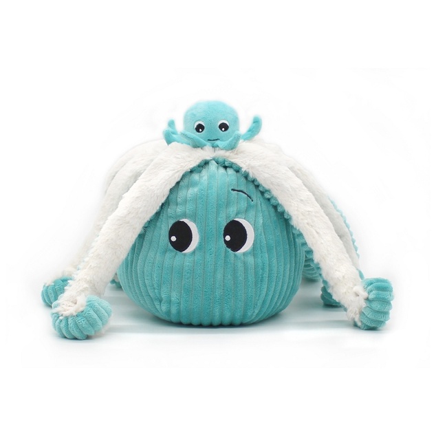 Ptipotos Plüschkrake Filou blau - Mama mit Baby
