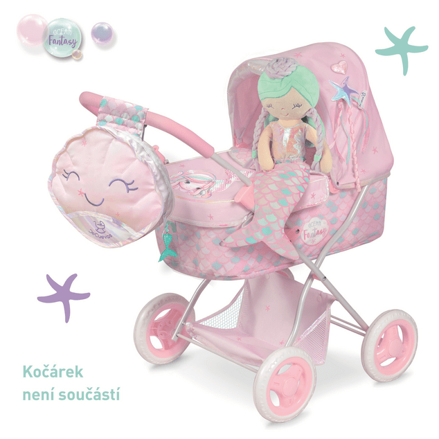 DeCuevas 20041 Plüschpuppe 2in1 OCEAN FANTASY - 36 cm mit Wiege
