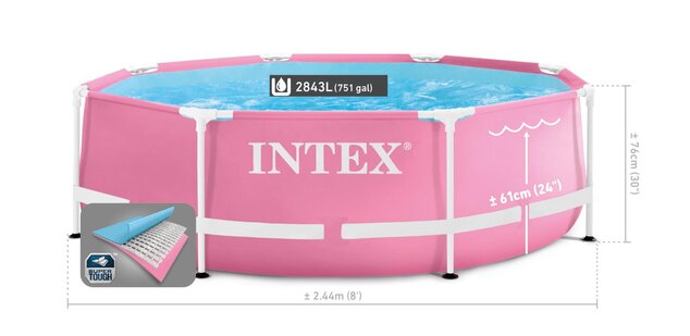 INTEX 28290 Záhradný bazén ružový 244x76cm