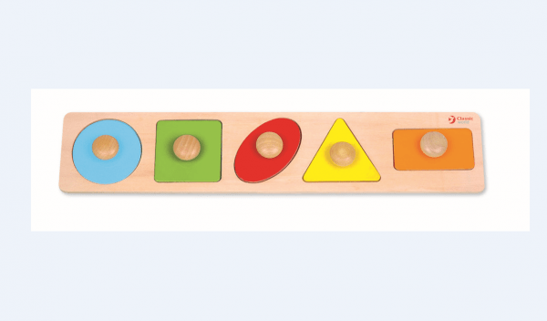 Inserisci 5 pezzi di forme geometriche in legno per i più piccoli