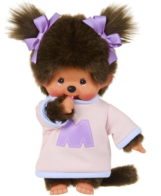 Monchhichi Mončiči dievča vo svetri s písmenom M 20 cm