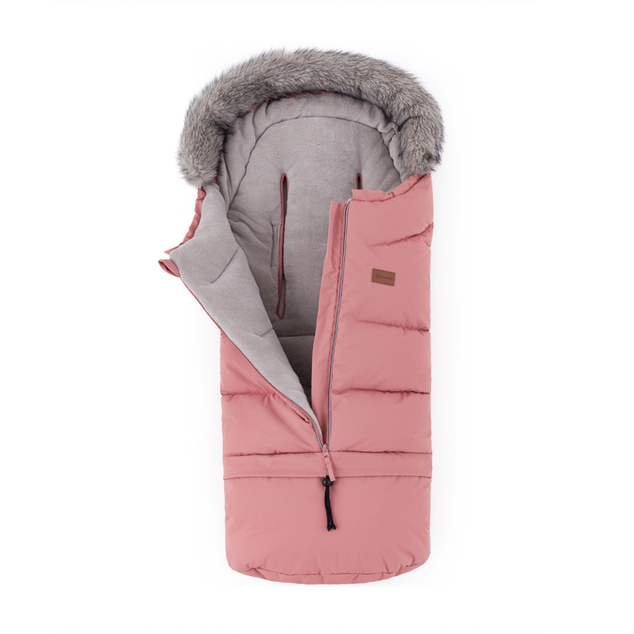 PETITE&amp;MARS Ensemble de sac d'hiver Arctic 4en1 + gants pour poussette Furry Old Rose
