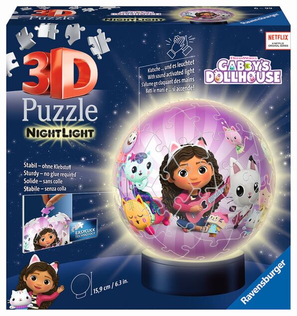 Ravensburger Puzzle-Ball Gabby's Dollhouse 72 dielikov (nočná edícia)