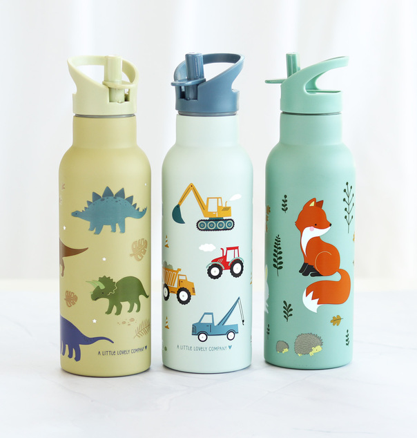 A Little Lovely Company - nerezová fľaša na pitie, 500 ml - dinosaury