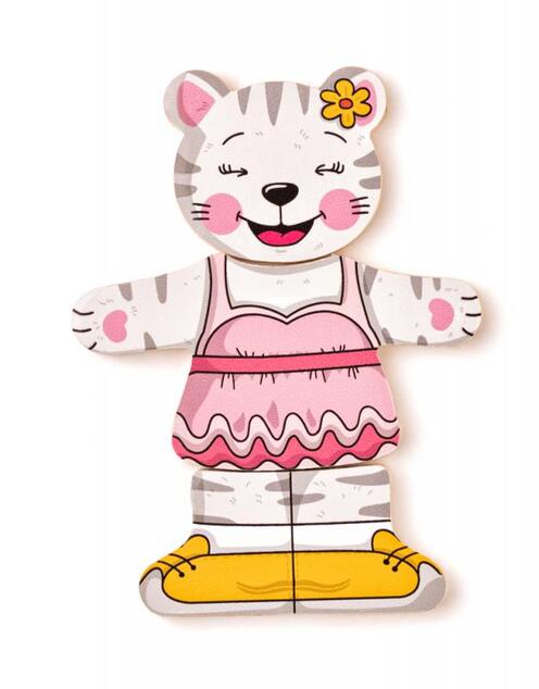 Woody Puzzle guardaroba Kitten, 18 pezzi