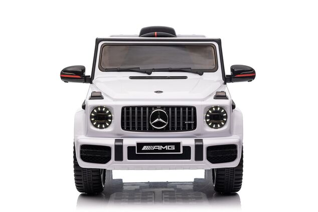Elektrické autíčko Mercedes G, biele, Jednomiestne sedadlo, 12V batéria, 2,4 GHz DO, 2X MO