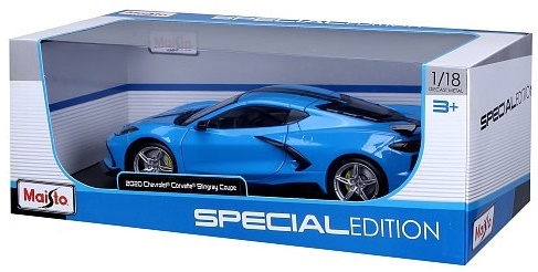 Maisto - 2020 Chevrolet Corvette Stingray Coupe (High Wing), modrý, 1:18