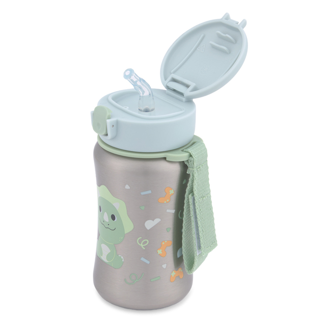 SKIP HOP Bottiglia con cannuccia in acciaio inox Besties Squad Dino 12m+